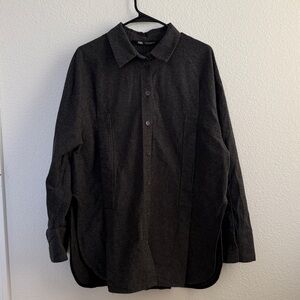 Zara Wool mixed Dark Gray Button-Up Shirt, Large